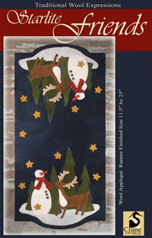 Starlight Friends Wool Applique Runner 11.5" x 25"