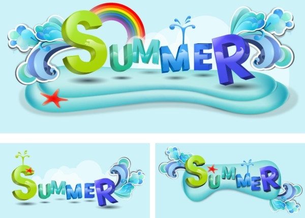 Summer theme font design vector Free vector