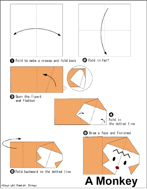Monkey - Easy Origami instructions For Kids