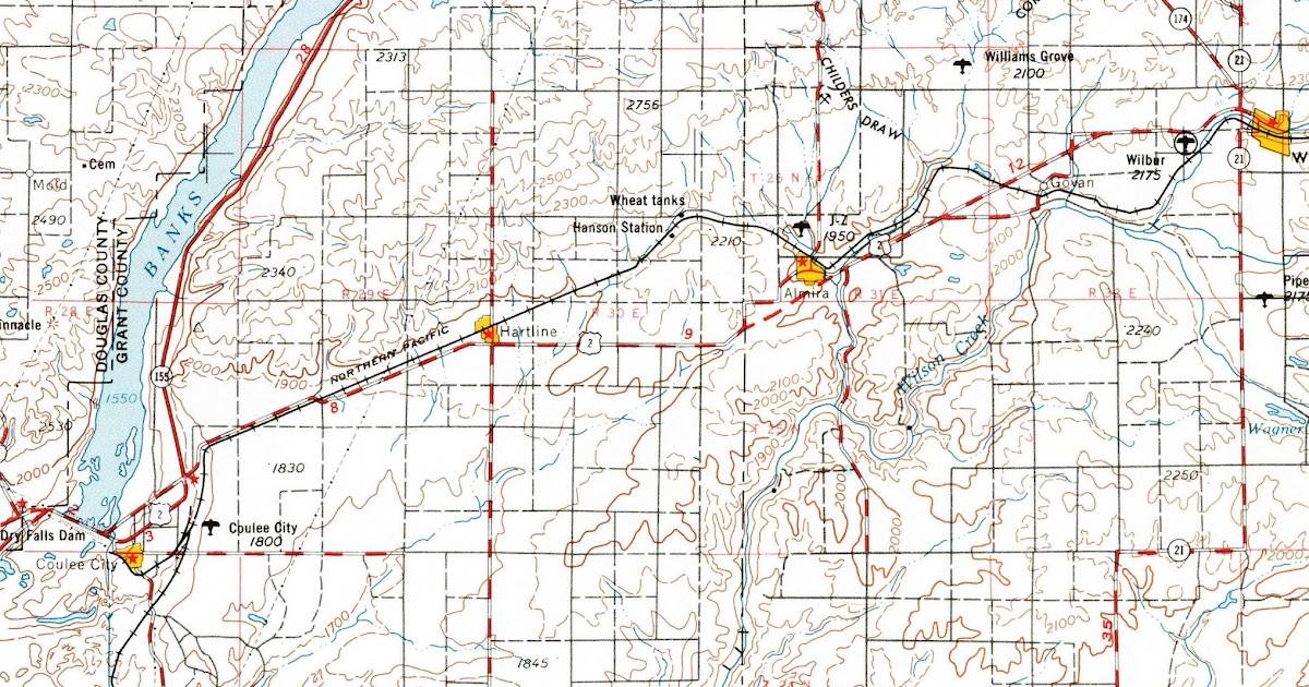 Big Bend Railroad History 1953 USGS Ritzville Map