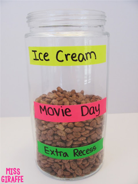 Class reward jar that has different levels so kids stay motivated to get to the top - lots of fun ideas for behavior management on this post