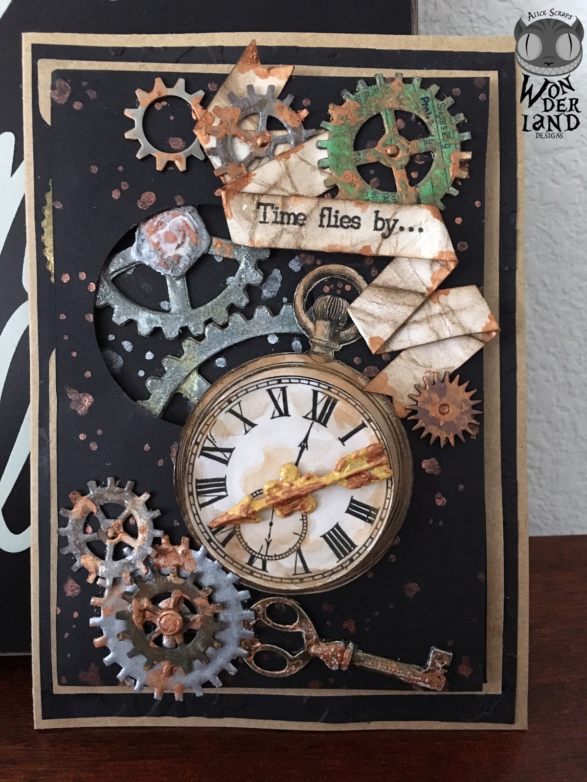 Time Flies A Steampunk Birthday Card Alice Scraps Wonderland