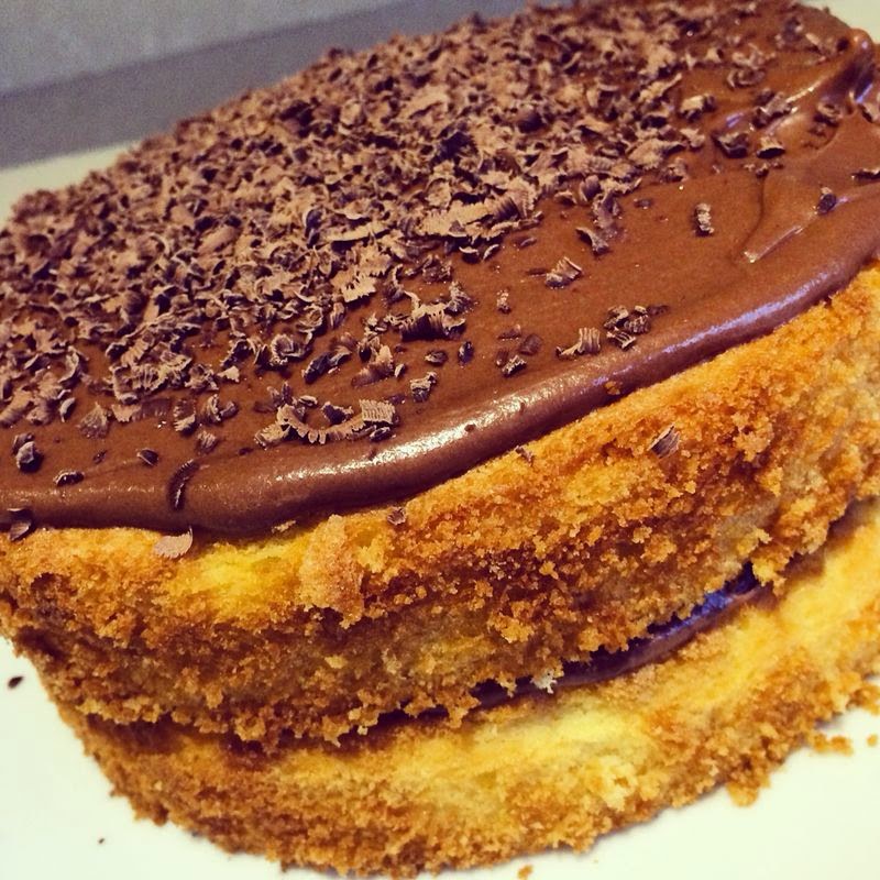 Feeding Issy Traditional Sponge Cake with Nigella Lawson's Chocolate