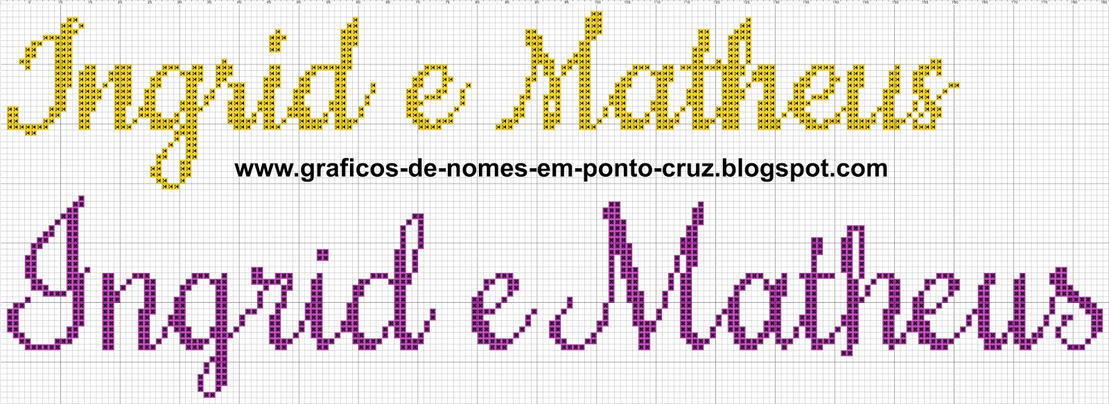 Matheus Em Ponto Cruz Gráficos de Nomes em Ponto Cruz: Ingrid e Matheus em Ponto Cruz