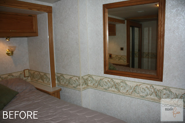 RV master bedroom wall :: OrganizingMadeFun.com RV master bedroom wall :: OrganizingMadeFun.com