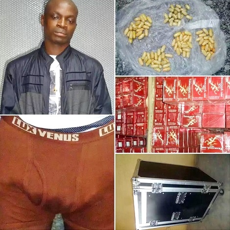 See How a Nigerian Man Arrested by NDLEA Padded Illegal Drugs In His Boxers (Photos)