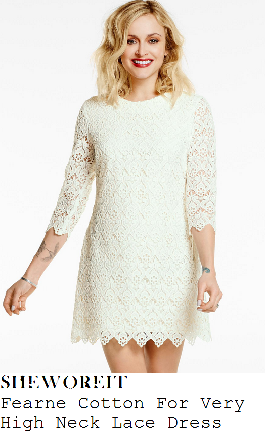fearne-cotton-white-floral-lace-three-quarter-sleeve-mini-dress