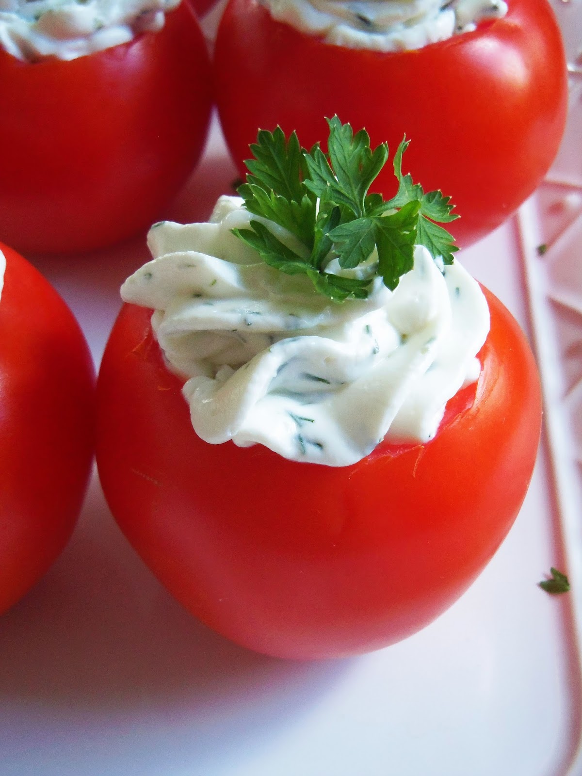 Simply Romanesco Goat Cheese Stuffed Tomatoes