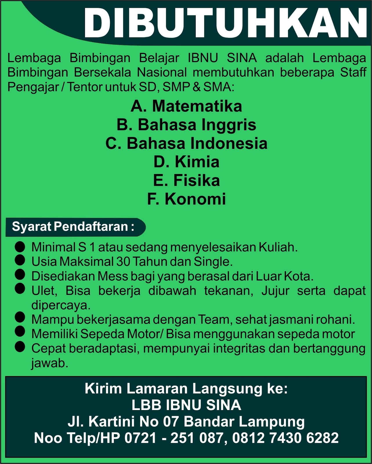 Lowongan Guru Bahasa Inggris Bandar Lampung Seputaran Guru Lowongan Guru Bahasa Inggris Bandar Lampung Seputaran Guru