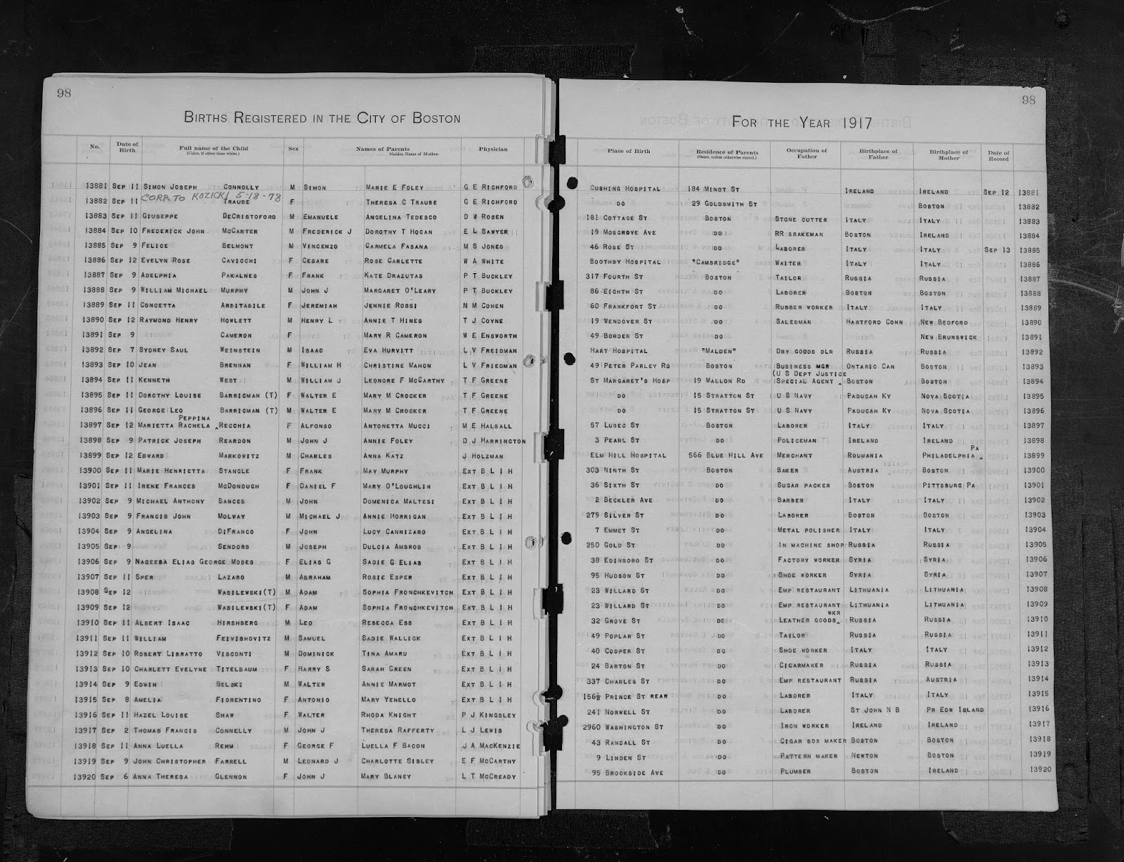 The Genealogy of Torre le Nocelle, Italy Birth of Giuseppe De