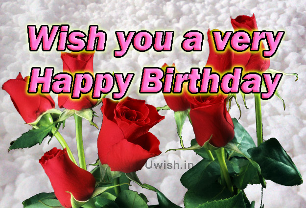Wish you a very Happy Birthday with red roses on the snow  Happy birthday e greeting cards and wishes.