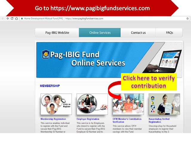  Probably you are planning to apply for housing loan. As HDMF or PAg-Ibig Fund member, you needed to meet the minimum 24 months contribution. But one of that challenges of many members specially those who are working overseas or the self-employed and voluntary members is keeping track of all payments and contributions in Pag-Ibig.   READ: Pag-Ibig Housing Loan, Avail up to Php 6 Million    Are you a Pag-Ibig member and you want to verify if your payments are updated in the system?  You can do it online in the convenience of your computer any time wherever you are.   To verify if your account payments or contribution has been updated. All you needed is an access to the internet. You can use your cellphone, tablet or computer to check your monthly contributions in PAg-Ibig or Home Development Mutual Fund.   In your cellphone or computer do the following:  1. Visit https://www.pagibigfundservices.com/   Click on the OFW Member's contribution verification picture.    2. It will lead you to the next page where you have to enter your Pag-Ibig MID number which you can find on your MID ID or card.   READ: How to Get Your Pag-IBIG Member's ID (MID) Number Online   How To Register For Pag-Ibig and Become A Member   Apply For Pag-Ibig Loyalty Card And Get Special Discounts On Medicine, Tuition, Hotel And Restaurant Purchases     Fill-up the boxes with your Pag-Ibig MID No., last name and first name and don't forget to enter the code on the lower side on the box opposite. Then click "PROCEED".             3. This page will appear showing your full name and date of birth. Below your account information you can find a link so you can view all the contributions you have made on your account.    Double click on the  "View Membership Savings".    4. A page like the one below will open. You will find details of all your contribution including the month and the amount of contribution    READ: How to Get Your Pag-IBIG Member's ID (MID) Number Online   How To Register For Pag-Ibig and Become A Member   Apply For Pag-Ibig Loyalty Card And Get Special Discounts On Medicine, Tuition, Hotel And Restaurant Purchases  ©2016 THOUGHTSKOTO