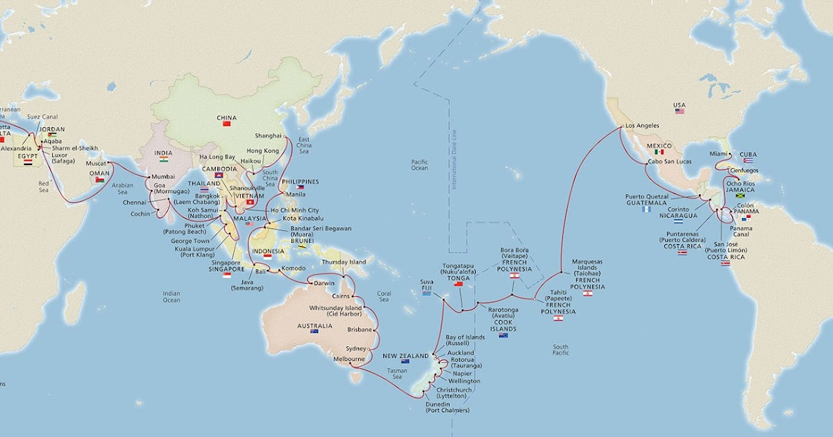Around the World Cruise 2018 Cruise Map