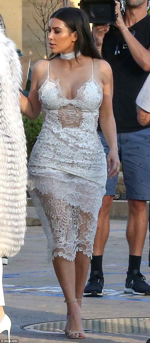 Kim Kardashian wears sheer lace dress for Scott Disick's birthday party