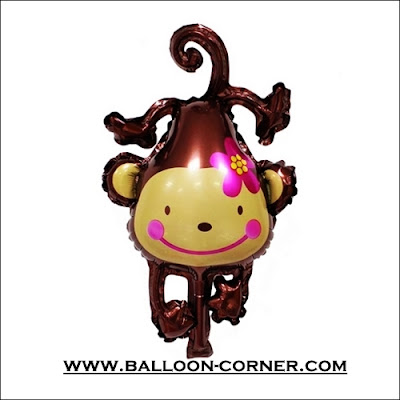 Balon Foil Monyet Bunga Mini