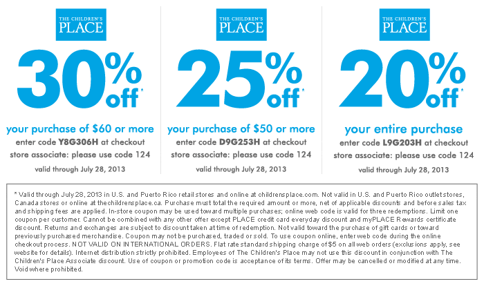 24dealz Childrens Place Coupons July And August 2013 24dealz Childrens Place Coupons July And August 2013