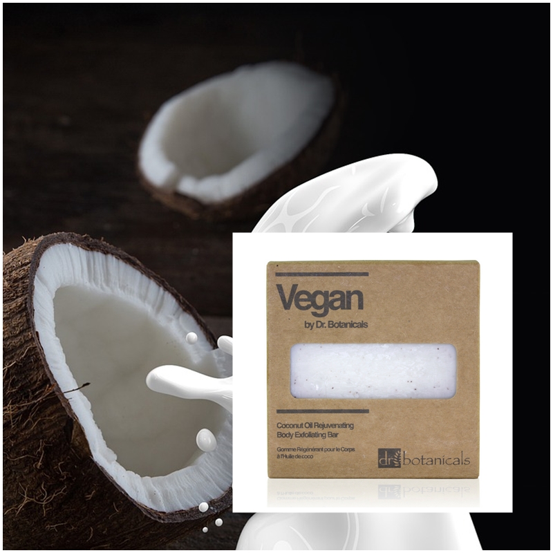 Dr Botanicals Coconut Oil Rejuvenating Body Exfoliating Bar.