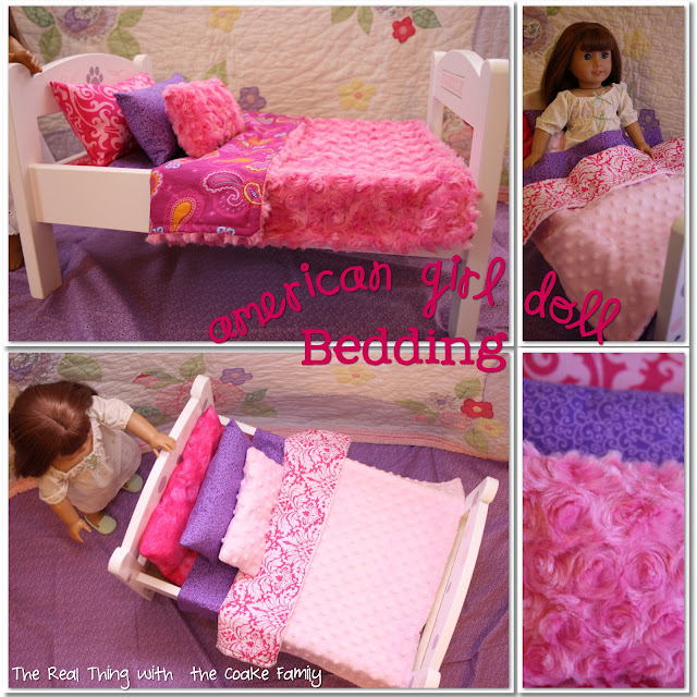 Free American Girl Doll bedding pattern. Sewing pattern very simple and will easily re-size for any doll bed. 