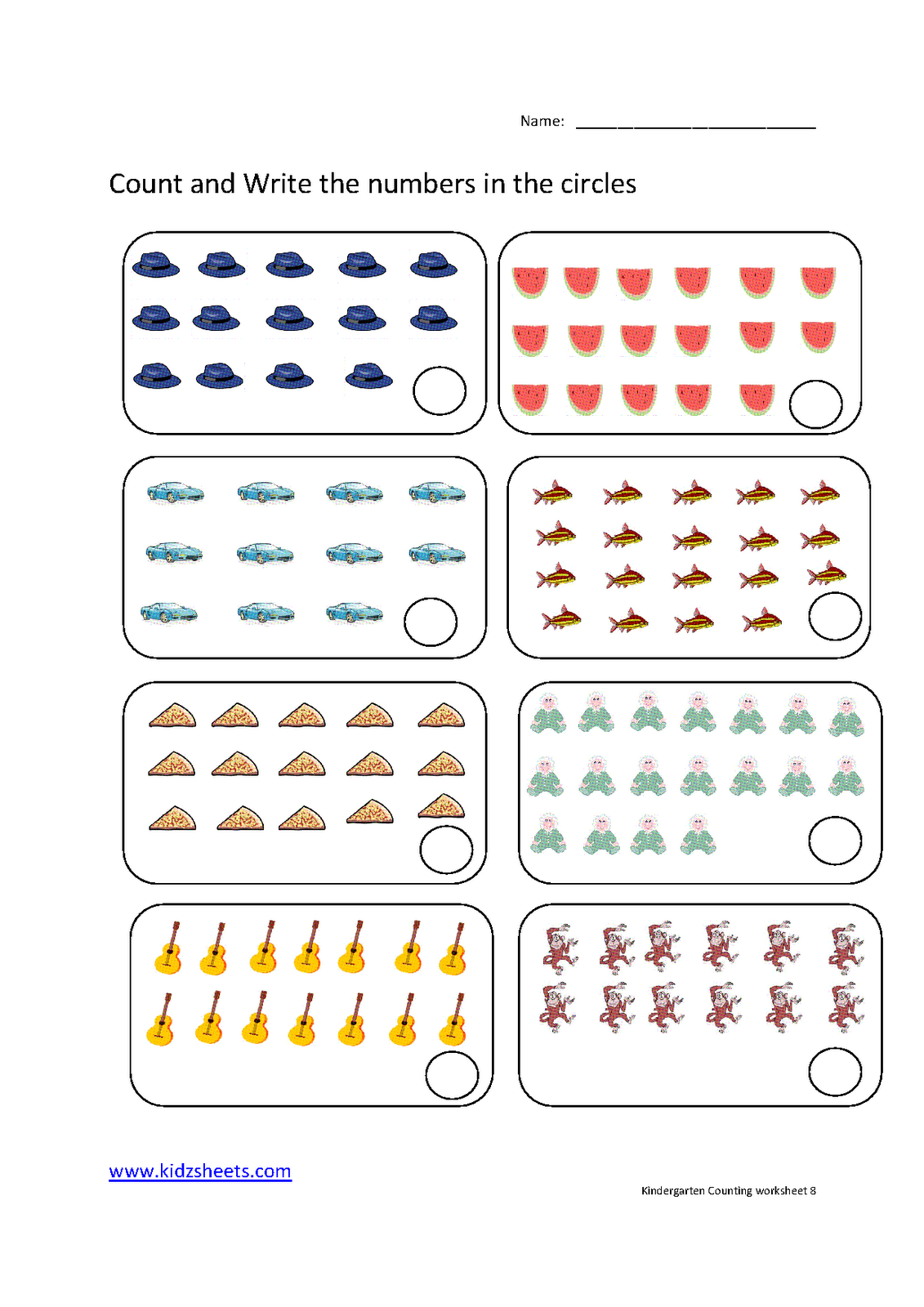 KGCounting8 - Counting Worksheets Kindergarten