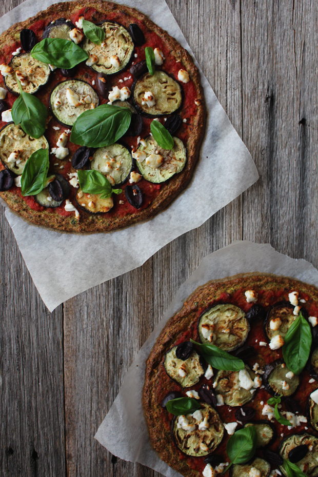 Grilled Eggplant & Goats Cheese Pizza