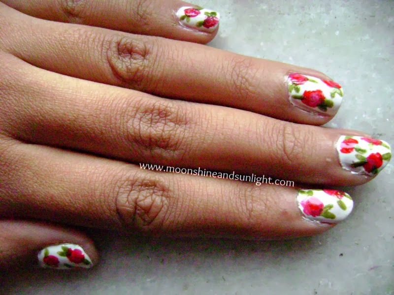 Vintage Rose nail art 