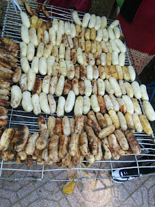 Ordinary banana's being roasted.A popular snack in Laos.