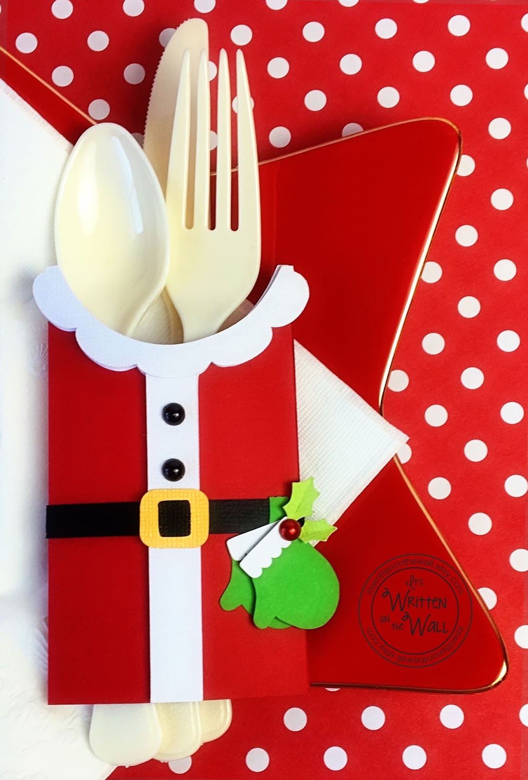 It's Written on the Wall Merry Santa Candy Bar Wraps and Utensil