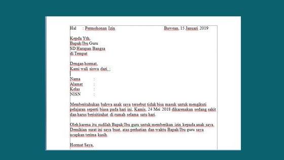 5 Contoh Surat Izin Tidak Masuk Sekolah Terbaru Karena