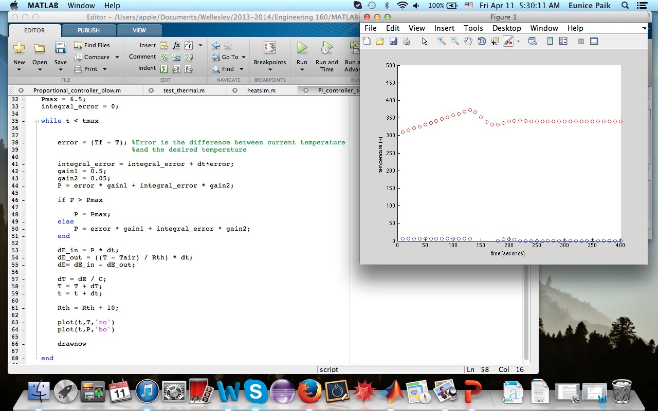 ENGR 160: Eunice Paik's Blog: MATLAB Thermal Systems Part 2