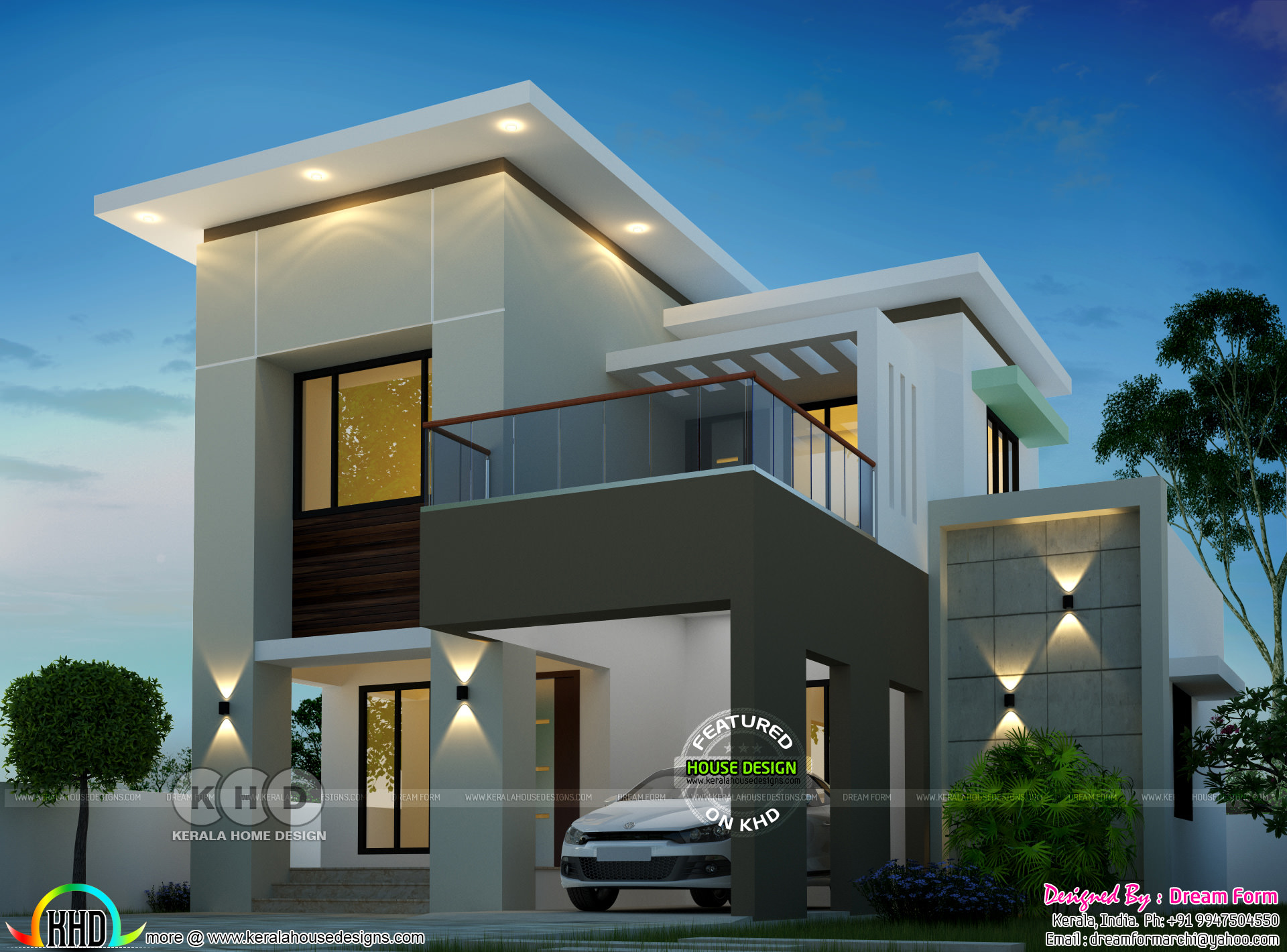Beautiful Flat Roof Model Contemporary Residence 1650 Sq Ft Kerala