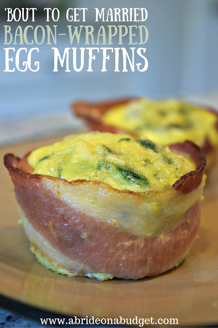 You need to eat wedding morning, but you also need something easy. Check out these 'Bout To Get Married bacon-wrapped egg muffins from www.abrideonabudget.com. They're the perfect make-ahead wedding morning breakfast.