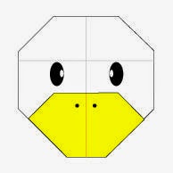 Bước 11: Vẽ mắt, vẽ mũi để hoàn thành cách xếp mặt con vịt bằng giấy origami.