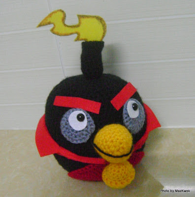 crochet black angry bird