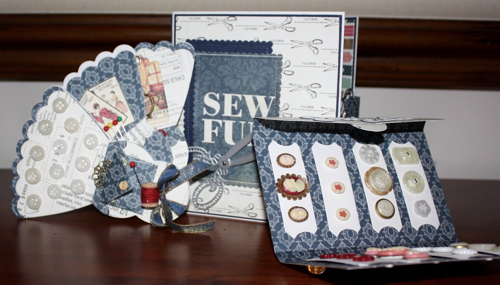 Sewing Box/Antique Button Card, Sewing Fan