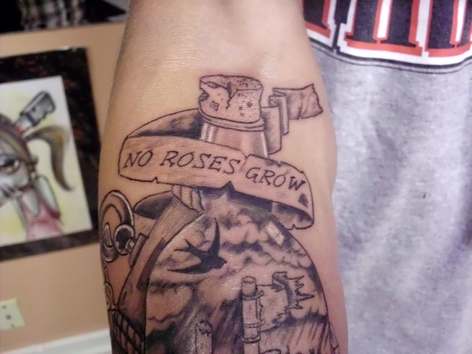 Justin Graves Tattoo No Rose Grow at A Sailor's Grave all Black and