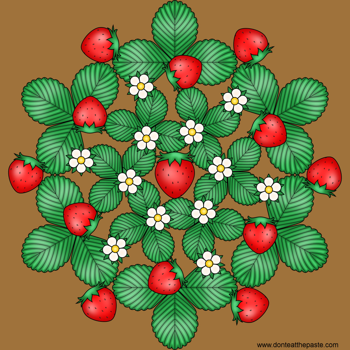 Strawberry mandala- with a blank version to color