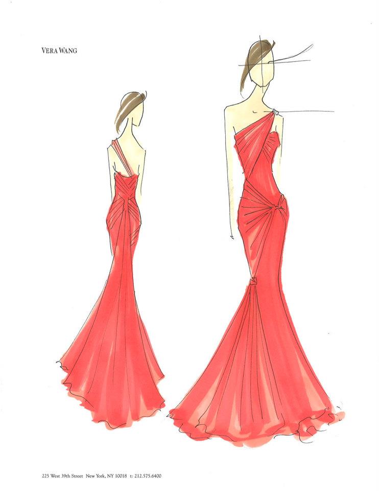 Sofia+Vergara+wore+this+custom+Vera+Wang+coral+one+shouldered+crepe+gown+with+chiffon+draping+and+tumbled+tulle+at+hem+to+the+2011+Primetime+Emmy+Awards+on+September+18,+2011