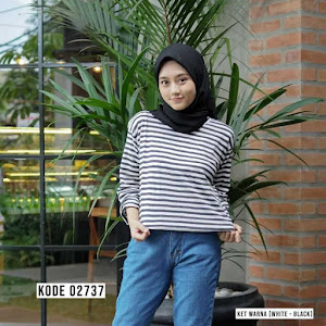 Kaos Stripetee Lengan Panjang White Black Big List