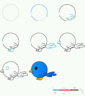 Cara menggambar burung Cara menggambar burung