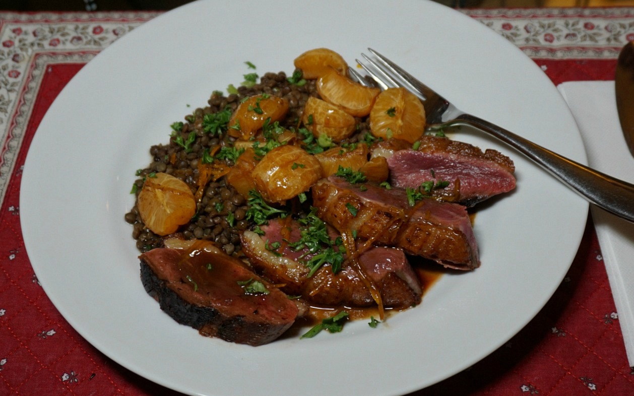 Duck breast with clementines