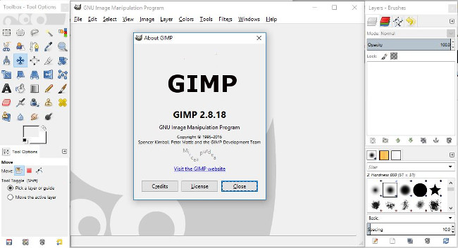 واجهة برنامج gimp 2020