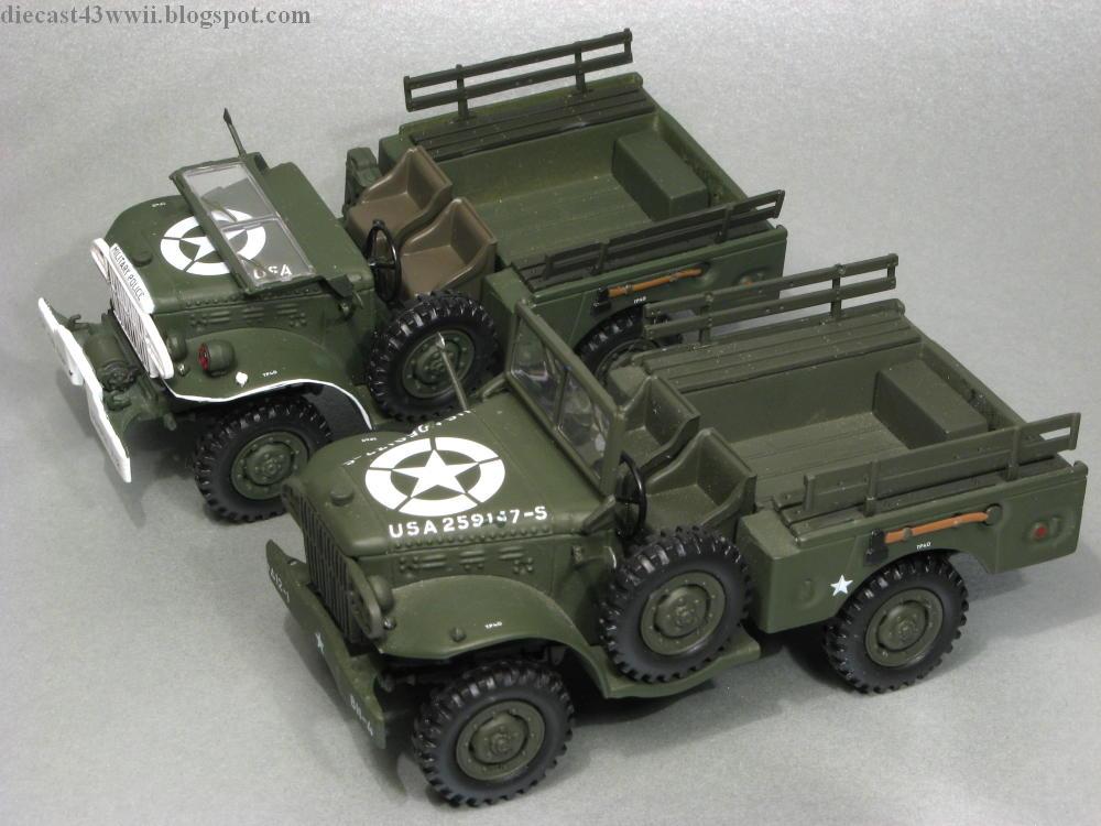 Lot 2 Véhicules Militaires Victoria 1/43 – Jeep D-Day + Police Militaire + Dodge WC51 (boîtier Inclus)