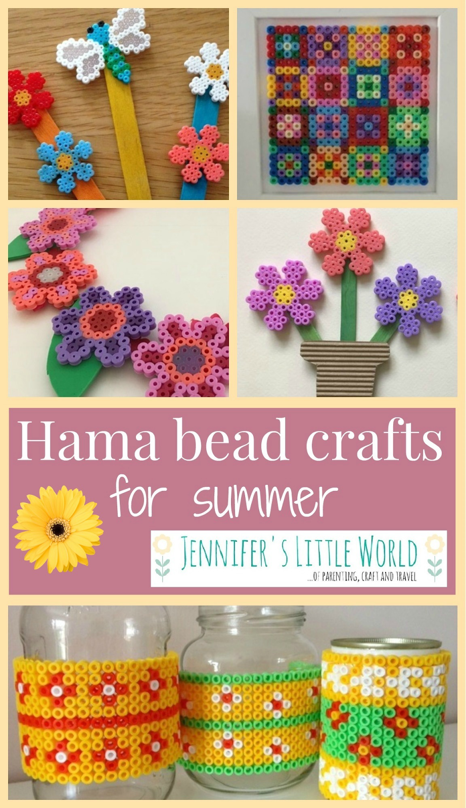 Flower Frame Kids Craft with Perler Beads - Crafting Cheerfully