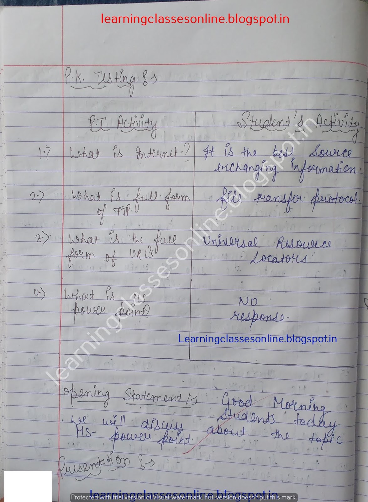Lesson Plan For Computer Science Class Xii,