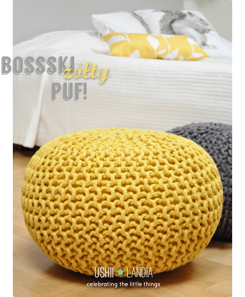 yellow knitted pouf / żółty puf sznurkowy