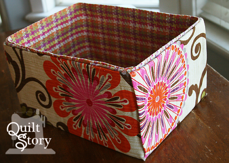 Quilt Story HGTV fabrics, fabric covered boxes...