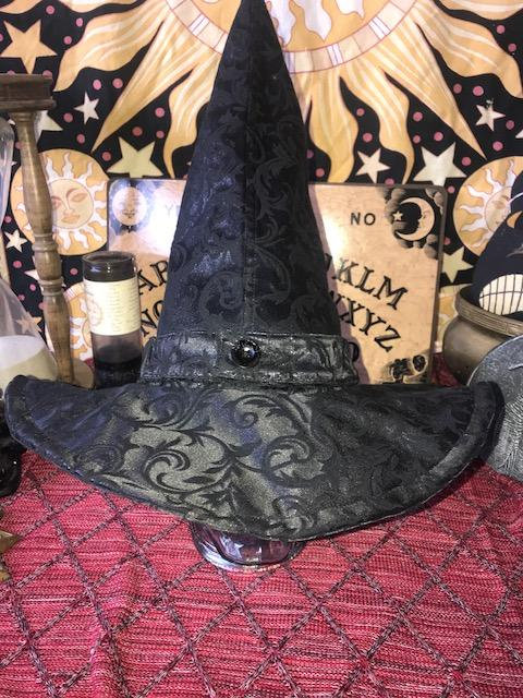 denim witch hat, casual witch hat, modern witch hat, wizard hat