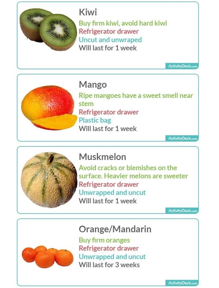 Guide to selecting and storing fresh vegetables and fruits