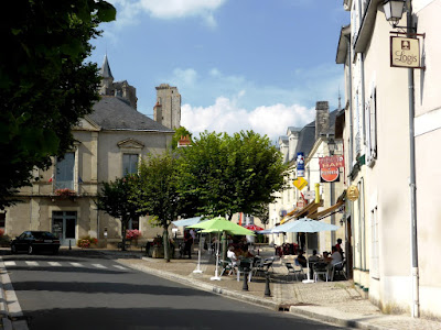 Le Grand-Pressigny in the Loire Valley looking up from the square to the chateau
