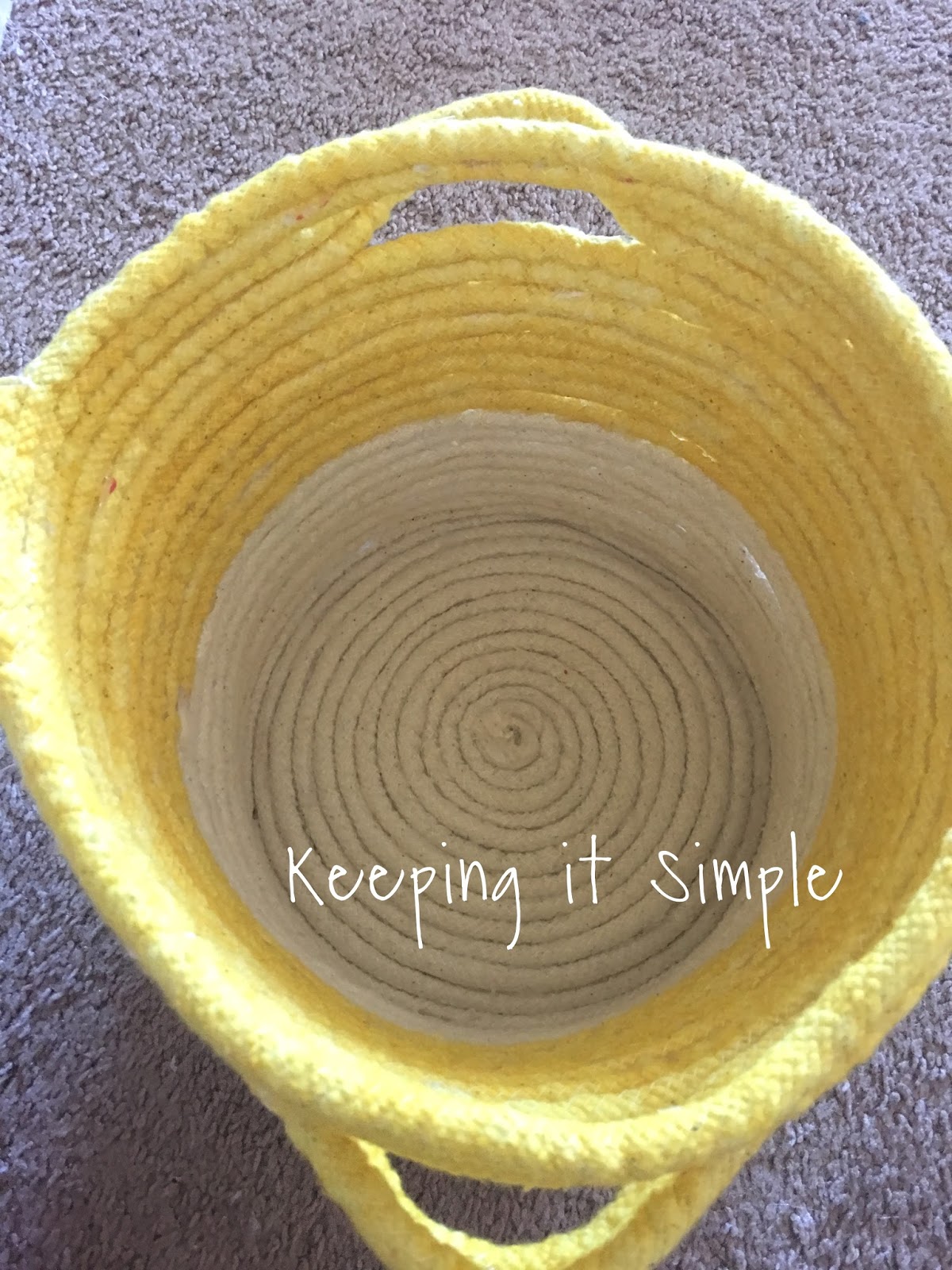 DIY No Sew Yellow Rope Baskets - Keeping it Simple